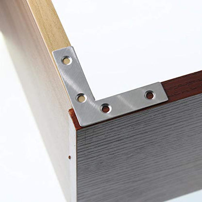 Stainless Steel L Shape Flat Corner Brace Bracket for Wood, Metal Fixing Joining Support Brace for Shelves, Furniture and Cabinet 10 Pack (40x40mm) - size: 40 x 40 mm
