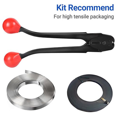 Sealer&Crimper Tool Double Notched Front Action - 1/2" Metal Banding Strapping with High Strength Sealing Action & Ergonomic Design & Harden Steel for Heavy Duty High Tensile Pallet Packing - size: for 1/2" steel strapping