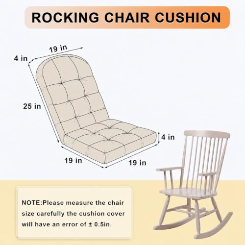 Rocking Chair Cushion - Chenille Fabric, High-Density Sponge, Durable Comfort Non-Slip Bottom Tufted Seat Pads with Ties, Chenille︱Ivory, 44x19x4 inch - color: Ivory