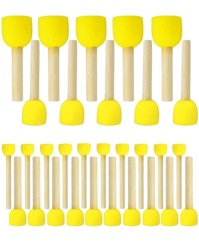 WAFJAMF 30Pcs Round Sponge Brush Set 4 Sizes DIY Painting Tools Yellow