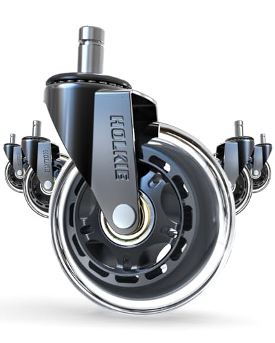 HOLKIE Office Chair Wheels Universal Fit Roller Blade Casters - color: Clear