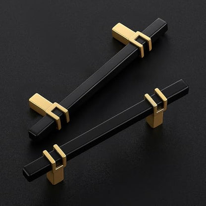 HOME EDIT 3-3/4 inch Cabinet Handles, 10 Pack Kitchen Cabinet Handles Matte Black and Gold Drawer Pulls Zinc Alloy Square Bar Kitchen Pulls - color: Black and Gold, size: 3-3/4 Inch Hole Center