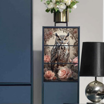 Peacoblue Vintage Owl Rub On Transfers for Furniture Craft 6"x12" - style: Vintage Owl
