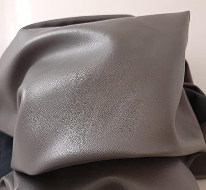 NAT Leathers Gray Smooth Vegan Faux Leather Fabric Sheet Synthetic Pleather 0.9 mm 1/2 Yard 18-20 inch Wide x 54 inch Length Soft Smooth Upholstery Half Yard (18" x 54") (Grey) - color: Grey
