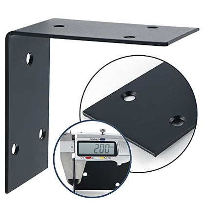 Alise 4Pcs Black Stainless Steel L Brackets Heavy Duty for Wood Furniture - color: Matte Black, size: 85x85MM