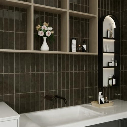 Peel and Stick Backsplash Tile for Kitchen, 10 Sheets, 11.42''x9'' - color: Dark Brown