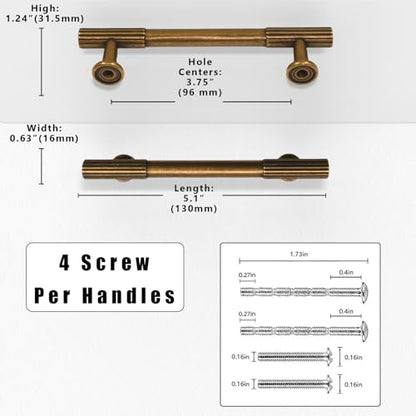 10 Pack Antique Brass Cabinet Pulls 3.75 Inch(96mm) Kitchen Cabinet Handles Solid Zinc Alloy Cabinet Hardware Drawer Pulls - color: Antique Brass, size: 3.75" Hole Center