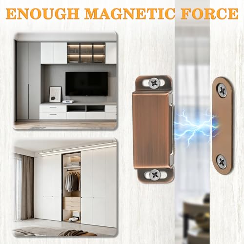 Alise Magnetic Cabinet Latch Cabinet Door Catch Clasps Red Bronze,4 Pcs - color: Red Bronze, size: 1-Small Size