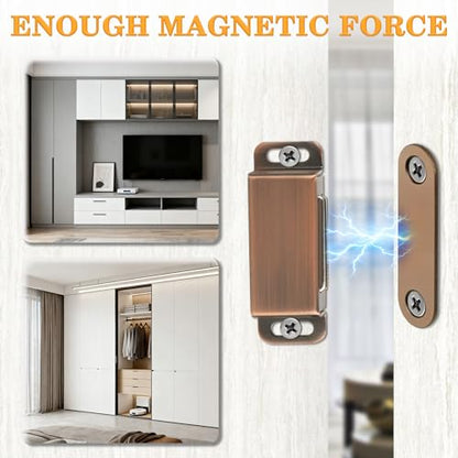 Alise Magnetic Cabinet Latch Cabinet Door Catch Clasps Red Bronze,4 Pcs - color: Red Bronze, size: 1-Small Size