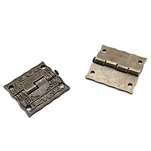 Antique Bronze Decorative Hinges Pattern Carved Design - color: 26 x 23 mm