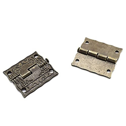 Antique Bronze Decorative Hinges Pattern Carved Design - color: 26 x 23 mm