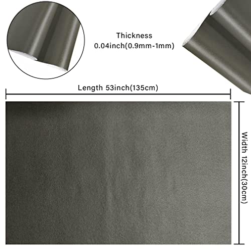 HYANG Smooth Solid Color Grey Faux Leather Sheets 1 Rolls 12"X53" (30cmX135cm),Faux Leather is Great for, Bows,Earrings Handmade DIY Craft Projects Making - color: Grey