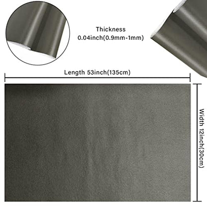 HYANG Smooth Solid Color Grey Faux Leather Sheets 1 Rolls 12"X53" (30cmX135cm),Faux Leather is Great for, Bows,Earrings Handmade DIY Craft Projects Making - color: Grey