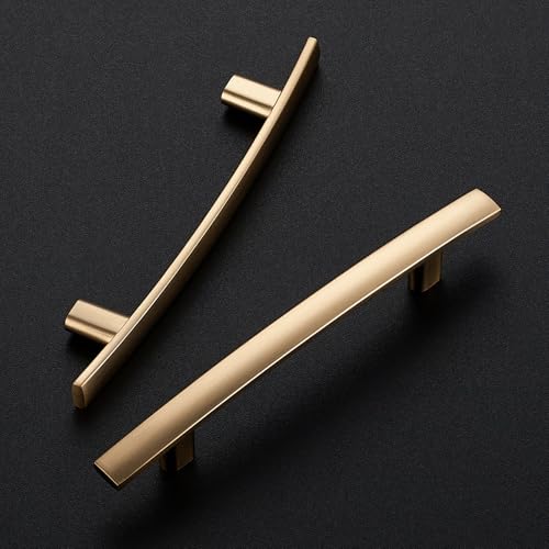 30 Pack Champagne Bronze Cabinet Handles, 3.75" Hole Center Curved Pulls - color: Champagne Bronze, size: 3.75" Hole Center