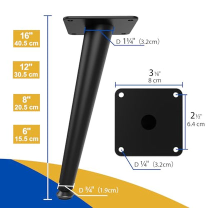 12 inch Furniture Legs, Metal Stool Legs for Furniture Set of 4 - size: 12 Inch | 30.5cm