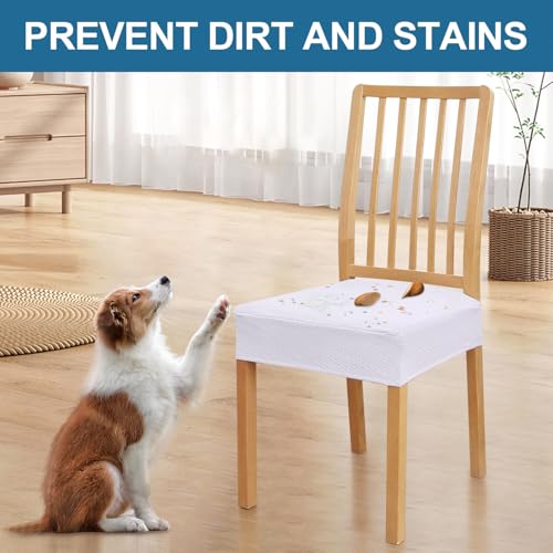 Smiry Waterproof Seat Covers for Dining Room Chairs, Set of 4 - color: White, size: Set of 4