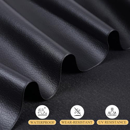 Faux Leather 0.7mm Upholstery Fabric by the Yard 55x72 Inch Black - color: Black, size: Pre Cut 2 Yard