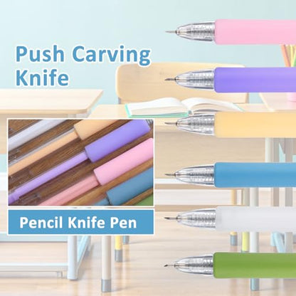 6 Pcs Knife Pen Craft Cutting Tools, Retractable Carving Knife Pen