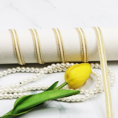 Beige 10 Yards Gimp Braid Trim, 12mm/0.47 Inch Wide Decorative Lace Webbing Fabric for Sewing Garments, Curtains, DIY Crafts, Lamps and Furniture Decoration (Beige