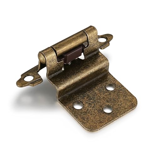 Antique Brass Cabinet Hinges, 3/8” Inset, 4 Pack - color: Antique Brass, size: 3/8 Inch Inset