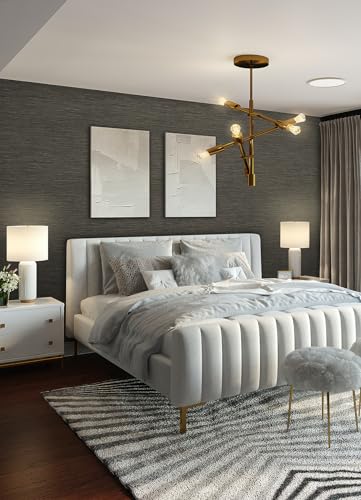 RoomMates Dimensional Grasscloth Peel and Stick Wallpaper - color: Charcoal