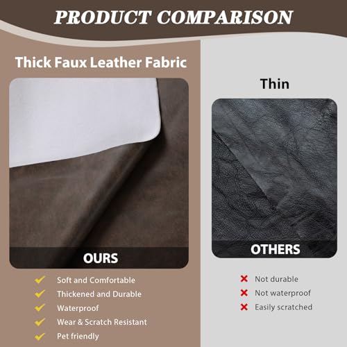 Faux Leather Vinyl Upholstery Fabric by The Yard 1.3mm Thick 55" x 180" - color: Cocoa, size: 5 Yards