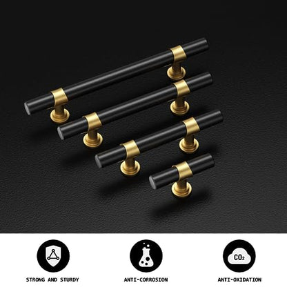 homdiy 10 Pack 5 Inch Hole Center Black and Gold Cabinet Handles - color: Black & Matte Gold, size: 5 in Hole Centers