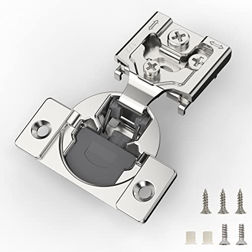 Furniware 2 Pieces Soft Closing Cabinet Hinges, 1/2" Overlay Cabinet Hardware Hinges Nickel Plated- 105 Degree - color: Satin Nickel - 2 Pack, size: 1/2 Inch