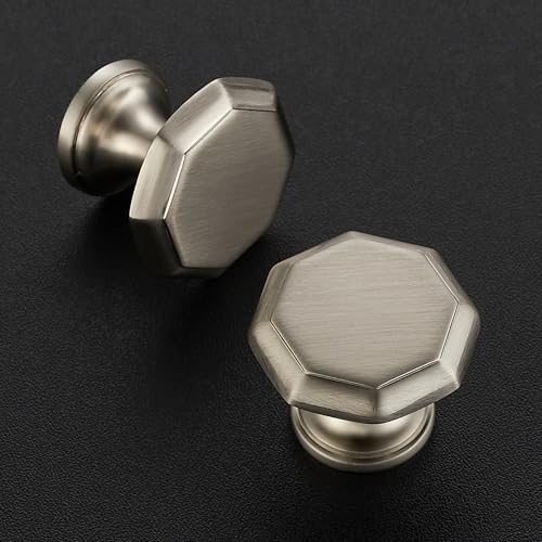 Ravinte Brushed Nickel Single Hole Round Cabinet Knobs,Zinc Pull,10 Pack - color: Brushed Nickel