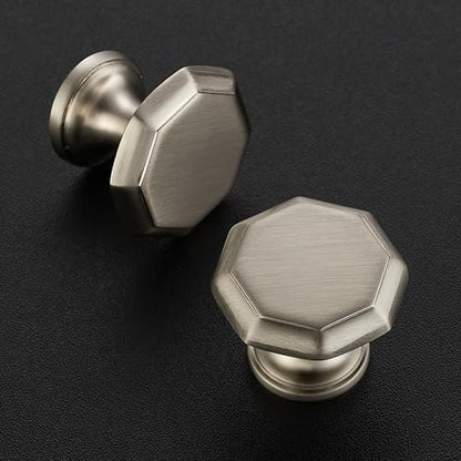 Ravinte Brushed Nickel Single Hole Round Cabinet Knobs,Zinc Pull,10 Pack - color: Brushed Nickel