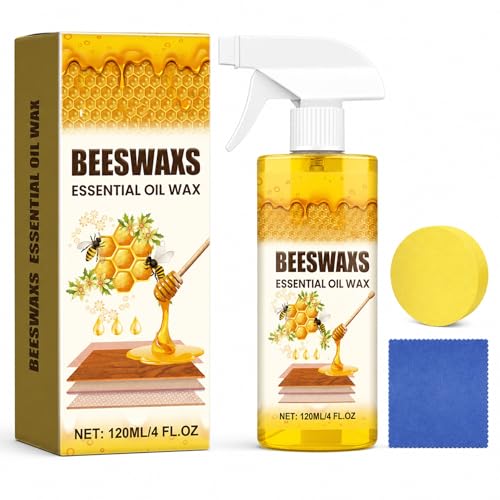Beeswax Wood Polish Spray, Beeswax Essential Oil Wax, Deep Restore Furniture Cleaner for Cabinets, Hardwood Floors, Tables & All Wood Surfaces, Non-Greasy Formula (1)