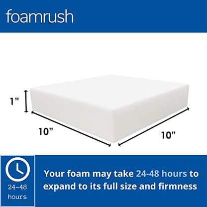 FoamRush 1" x 10" x 10" Upholstery Foam Cushion High Density, Dining Chair Cushions, Square Foam, Wheelchair Seat Cushion Replacement, Couch Cushion Replacement, Foam Padding - color: High Density, size: 1" x 10" x 10"