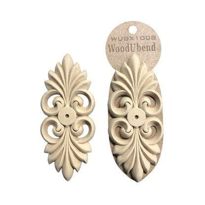 WoodUbend WUBX1008 Pack of 2 Backplates Wood Appliques - Heat Bendable & Flexible Onlays 6x13.5cm - DIY Craft, Furniture & Home Decor - Easy to Apply & Paint - Reusable & Durable Decals