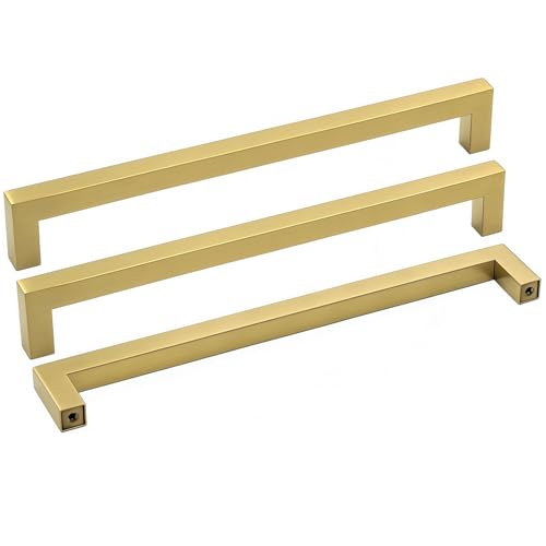 Goldenwarm 25 Pack 8 Inch Gold Cabinet Handles Brushed Gold Cabinet Pulls - color: Gold, size: 8in Hole Centers