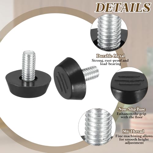 PATIKIL 20 Pcs M6 x 12mm Thread Adjustable Furniture Levelers, Furniture Feet Levelers Screw on Steel Screw in Threaded Leveling Feet Glides for Table Chair Cabinet Patio Legs - size: M6 x 12mm