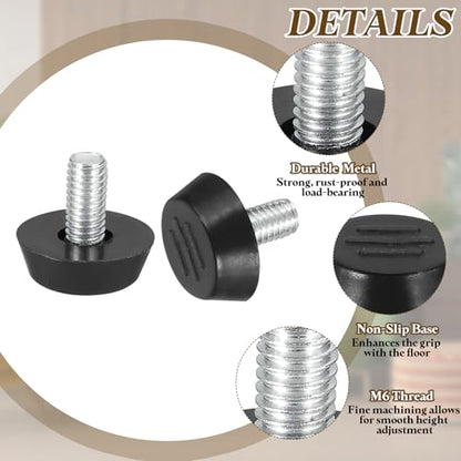 PATIKIL 20 Pcs M6 x 12mm Thread Adjustable Furniture Levelers, Furniture Feet Levelers Screw on Steel Screw in Threaded Leveling Feet Glides for Table Chair Cabinet Patio Legs - size: M6 x 12mm
