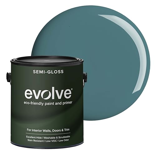Evolve Interior Paint & Primer, Four Sheens, 1-Gallon & 5-Gallon, Designer Curated Color Palette – One-Coat Coverage, Excellent Hide, Low VOC, Low Odor, Washable Paint for Walls, Ceilings & Trim - Semi-Gloss Sheen (Vine Green, 1-Gallon (128 fl. Oz.)) - co