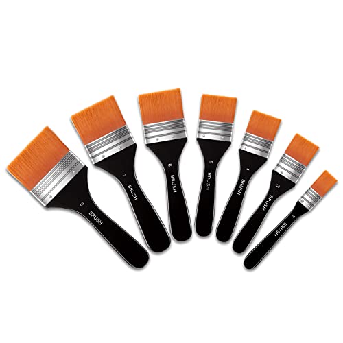 Zubebe Wide Flat Acrylic Paint Brushes 7pcs Large Paint Brushes Set - size: Large