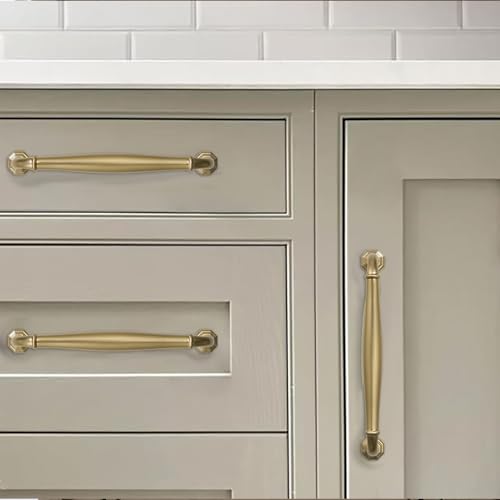 khtumeware 2 Pack 3-3/4 inch(96mm) Champagne Bronze Heavy Duty Solid Cabinet Pulls Satin Brass Cabinet Handles Heavy Duty Solid Cabinet Hardware for Cupboard Drawer Pulls Dresser Handle - color: Champagne Bronze, size: 3-3/4 inch Hole Center