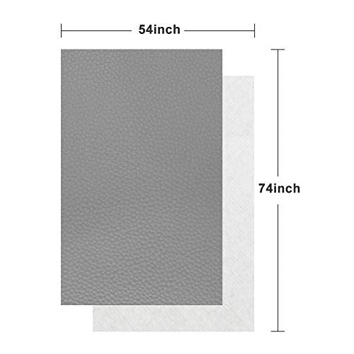 TORRAMI Soft Faux Leather Fabric, 2 Yards 54 x 72 in, Gray PU Leather - color: Gray, size: 2 Yards (54 x 72 inch)