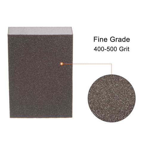 HARFINGTON 10pcs Fine Sanding Sponge Blocks 400-500 Grit Foam Sanding Block for Polishing Kitchen Metal Wood Drywall, 100x70x25mm - size: 400-500 Grit