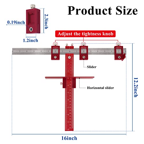 Cabinet Hardware Jig Tool Use for Handles and Pulls on Drawers/Doors-Red