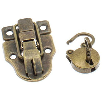 Retro Style Duckbilled Toggle Hasp Latch,LBTODH 1 Pack Antique Hasp Latch Padlock Kit for Jewelry Box Cabinet Toolbox Suitcase with Mounting Screws(Bronze)