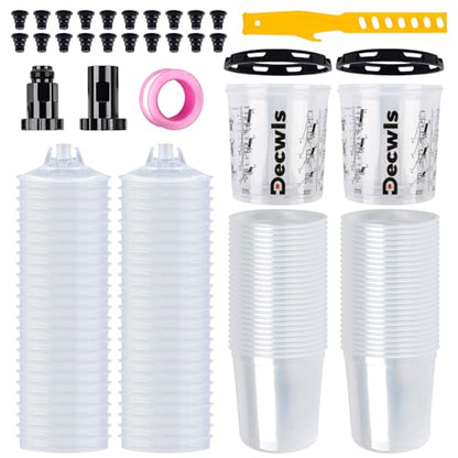 Disposable Paint Cups System 20 oz (600ml) Kit, 50 Liners & Lids