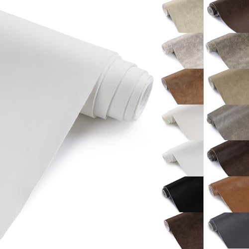 Faux Leather Vinyl Upholstery Fabric by The Yard 1.3mm Thick 55" x 108" - color: Off White, size: 3 Yards