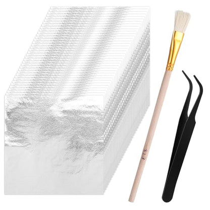 Silver Leaf Foil, Silver Leaf Sheets, 200 PCS Silver-Foil Paper