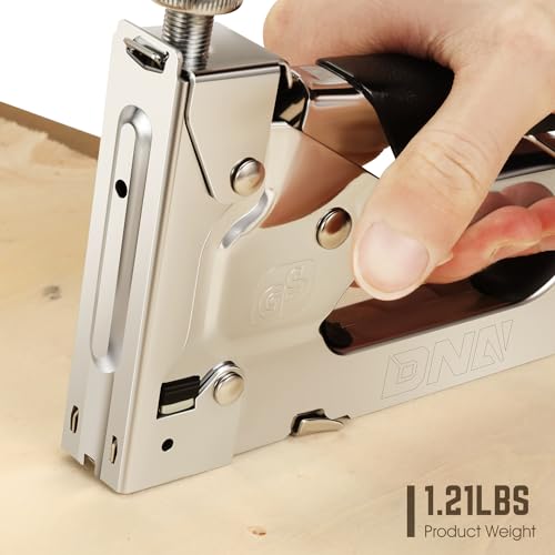 DNA Motoring 3-in-1 Upholstery Stapler Gun 1500 Staples, Heavy Duty Stapler Nail Gun for Wiring, Data Cables, Carpentry, Decoration, DIY, W/Staple Remover, Silver, TOOLS-00366