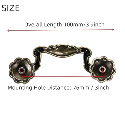 Mcredy Drop Down Bail Cabinet Pull Handle, 3" Mounting Hole Distance, 10Pcs - size: 10pcs,3” Hole Distance