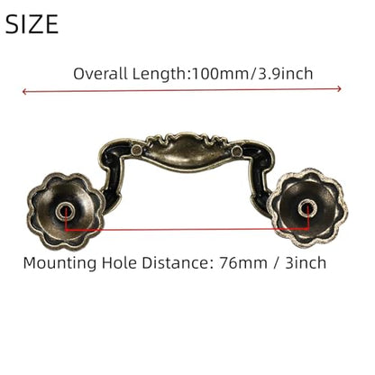 Mcredy Drop Down Bail Cabinet Pull Handle, 3" Mounting Hole Distance, 10Pcs - size: 10pcs,3” Hole Distance