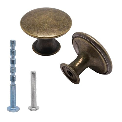 32 Pack Antique Brass Cabinet Knobs, Round Dresser Knobs Kitchen Drawer Knob, Single Hole Cupboard Door Knob Dresser Drawer Pulls Handles - color: Antique Brass, size: 32 Pack
